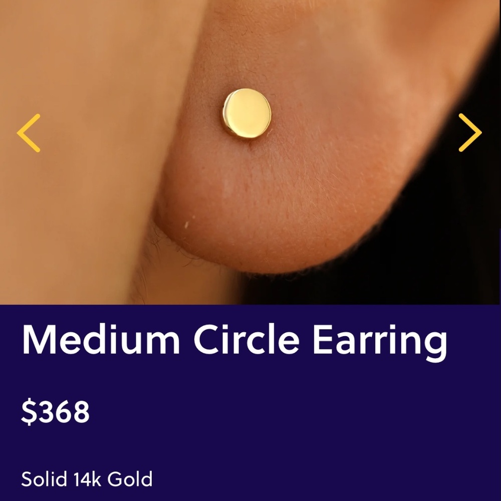 Automic Gold 4mm Medium Circle Earrings, 14k Yellow Gold - Picture 8 of 9